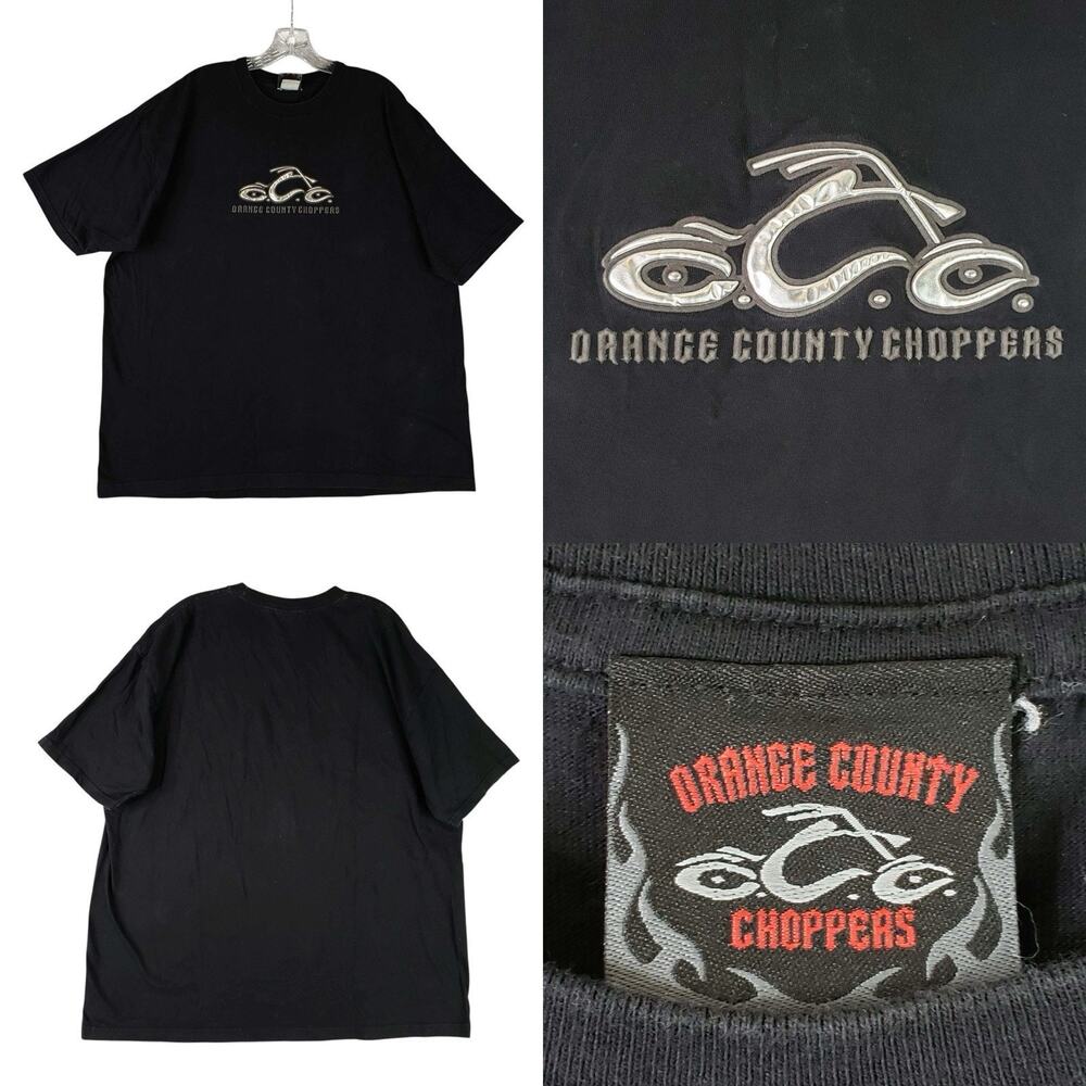 Vintage Y2K Orange County Choppers T-Shirt Men's Size XXL Black Graphic Flaw
